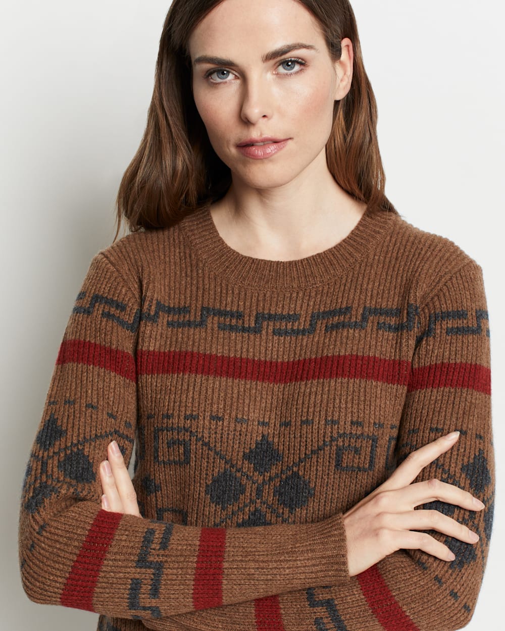 ALTERNATE VIEW OF WOMEN'S WESTERLEY CREWNECK SWEATER IN COPPER BROWN/RED image number 2