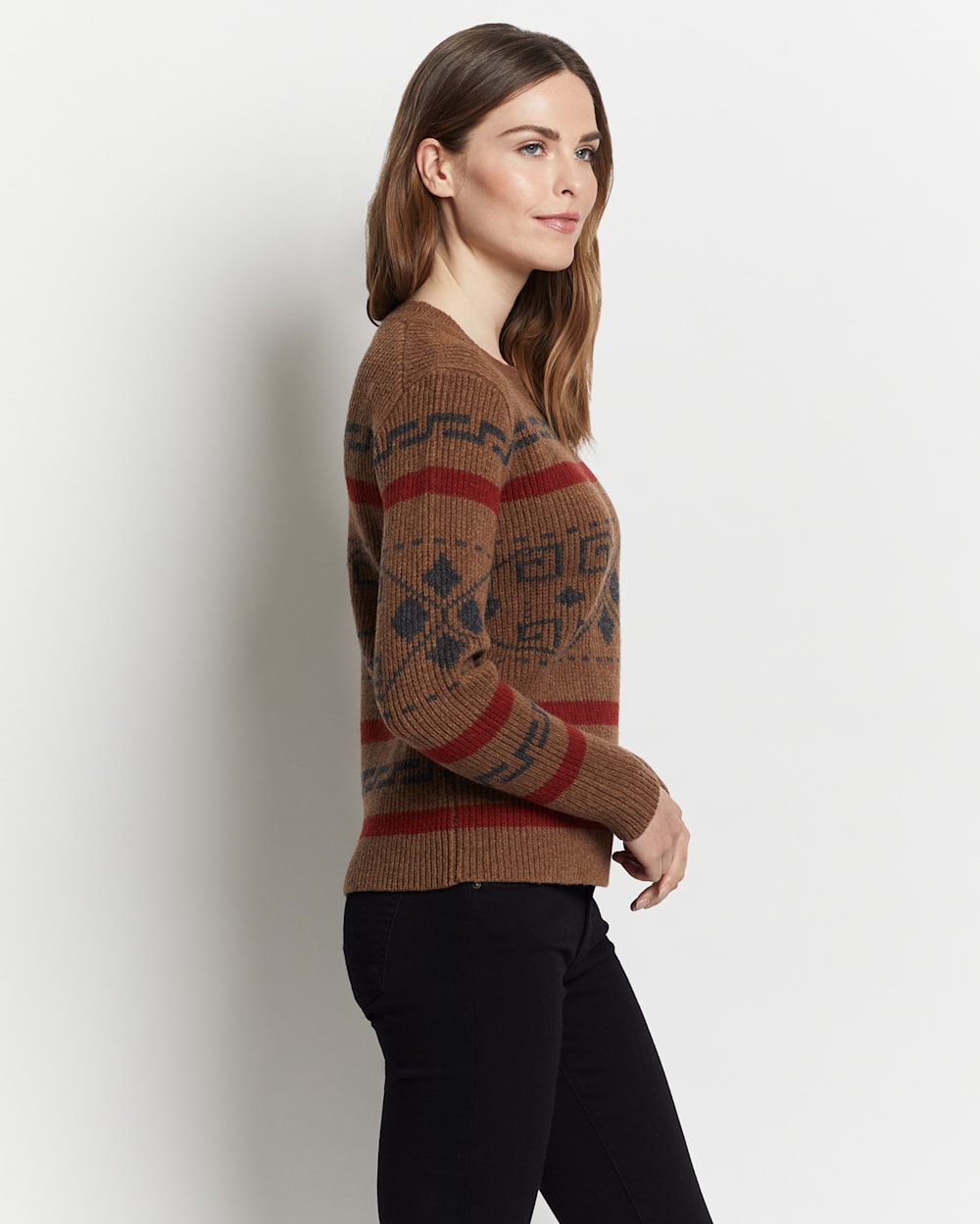 ALTERNATE VIEW OF WOMEN'S WESTERLEY CREWNECK SWEATER IN COPPER BROWN/RED image number 3