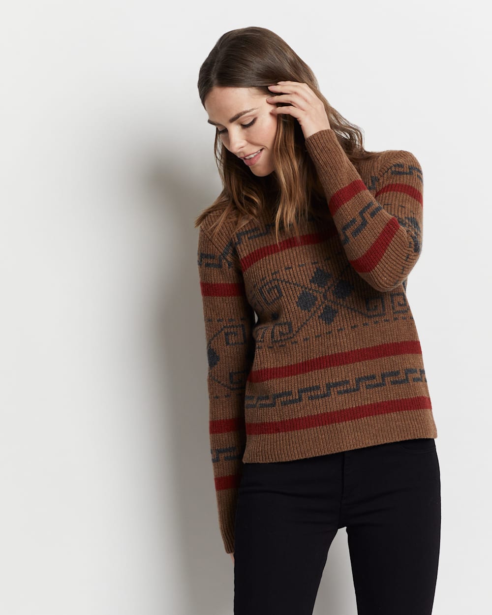 ALTERNATE VIEW OF WOMEN'S WESTERLEY CREWNECK SWEATER IN COPPER BROWN/RED image number 4