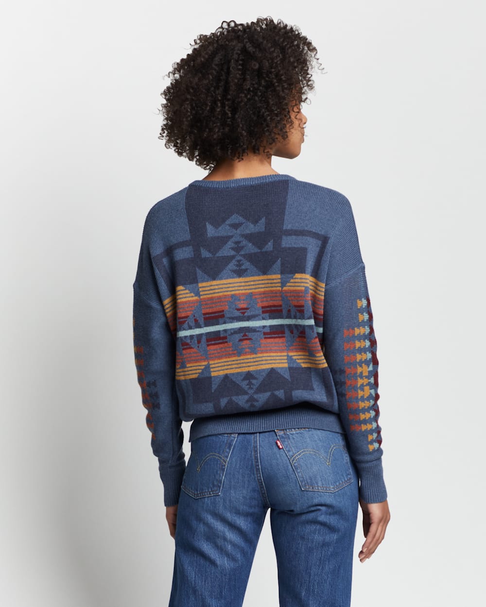 ALTERNATE VIEW OF WOMEN'S GRAPHIC COTTON SWEATER IN INDIGO CHIEF JOSEPH image number 2
