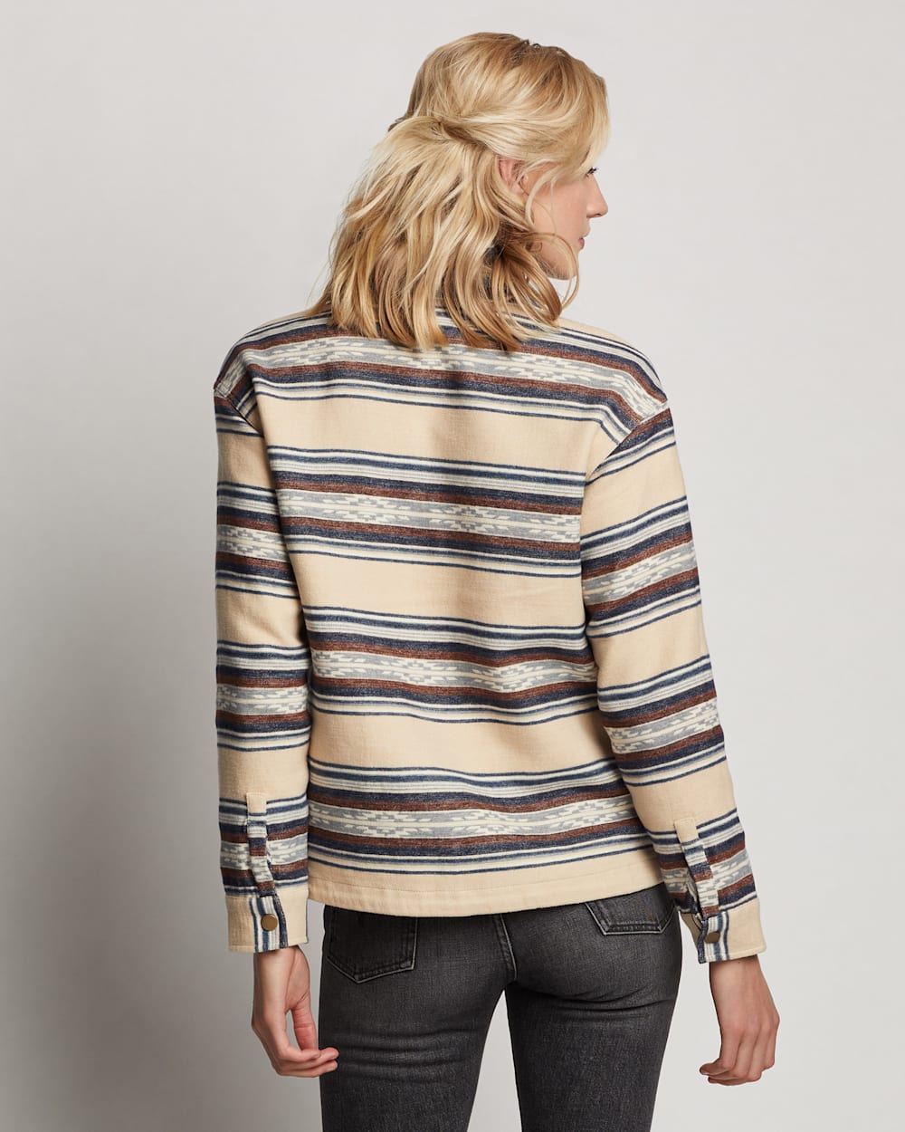 ALTERNATE VIEW OF WOMEN'S HALF-ZIP DOUBLESOFT PULLOVER IN TAN SALTILLO STRIPE image number 3