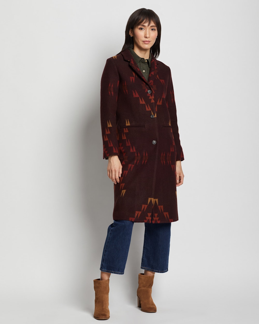 ALTERNATE VIEW OF WOMEN'S JACKSONVILLE WOOL COAT IN CABERNET MISSION TRAILS image number 3