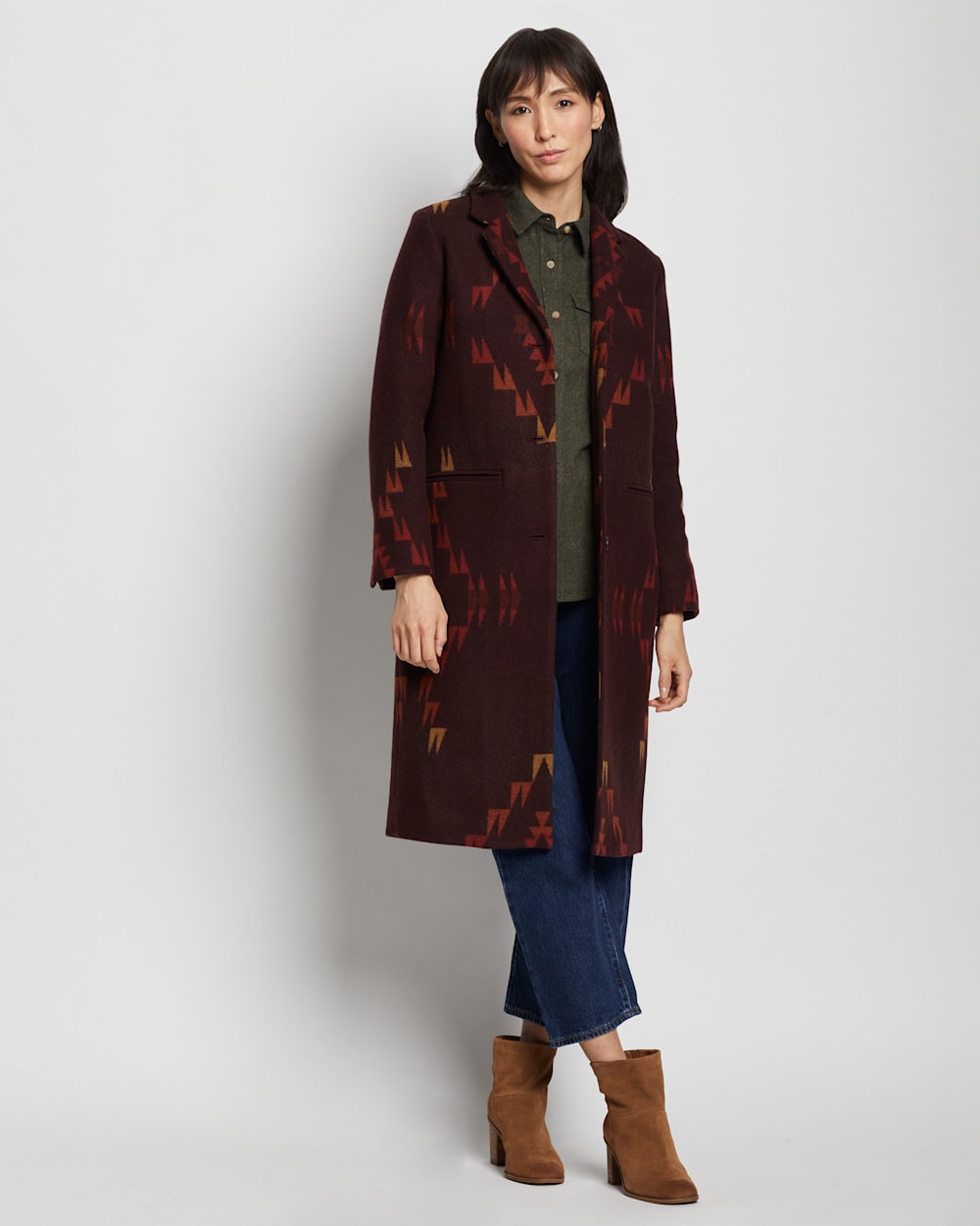 ALTERNATE VIEW OF WOMEN'S JACKSONVILLE WOOL COAT IN CABERNET MISSION TRAILS image number 5