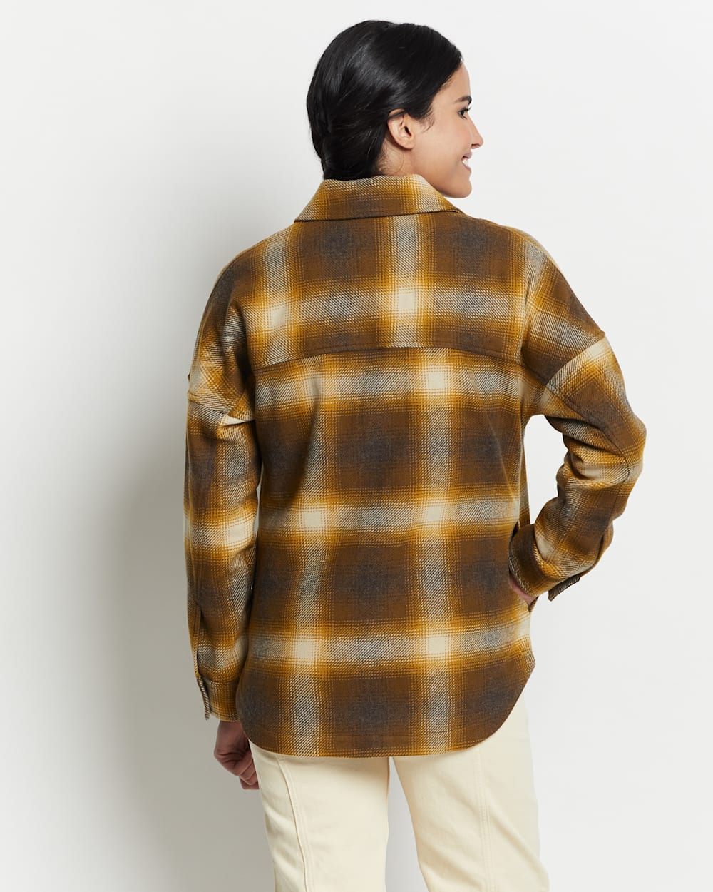ALTERNATE VIEW OF WOMEN'S WOOL SHIRT JACKET IN BROWN/GOLD OMBRE image number 3