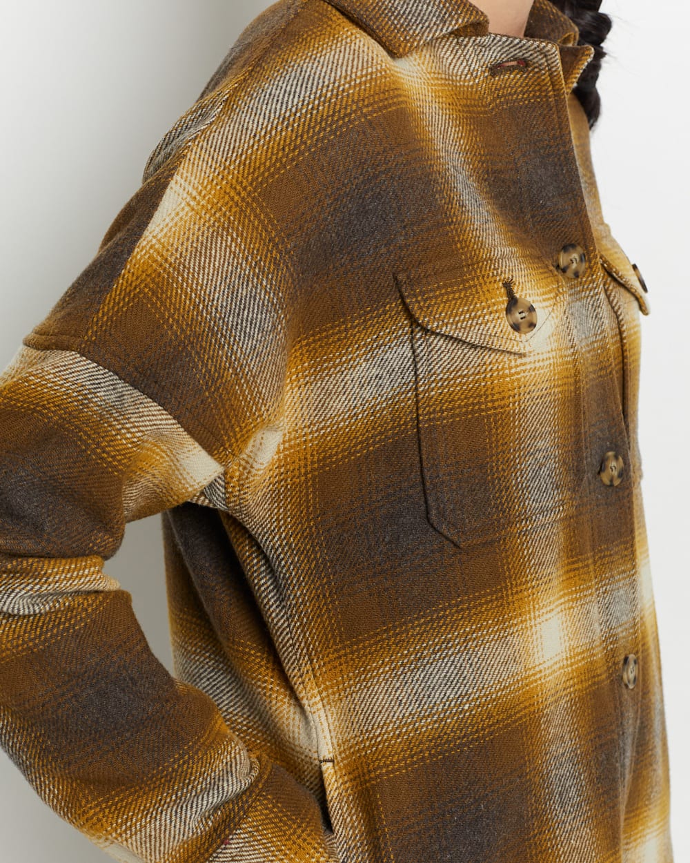 ALTERNATE VIEW OF WOMEN'S WOOL SHIRT JACKET IN BROWN/GOLD OMBRE image number 4