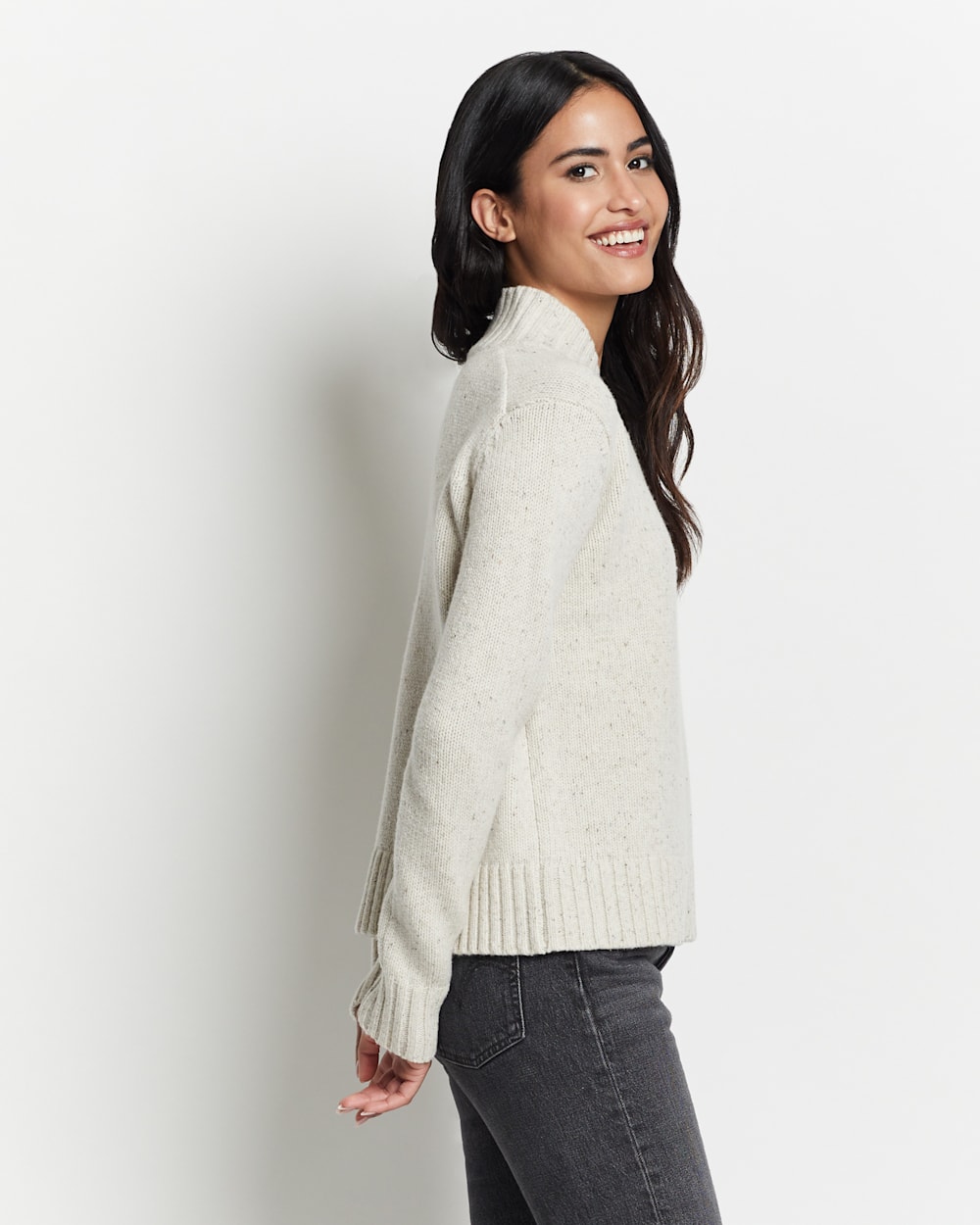 ALTERNATE VIEW OF WOMEN'S HALLIE MERINO SWEATER IN SNOW HILL DONEGAL image number 2