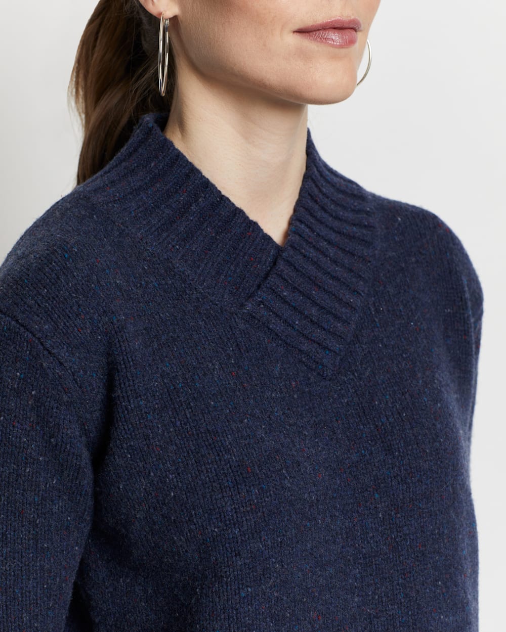 ALTERNATE VIEW OF WOMEN'S HALLIE MERINO SWEATER IN DENIM BLUE DONEGAL image number 2