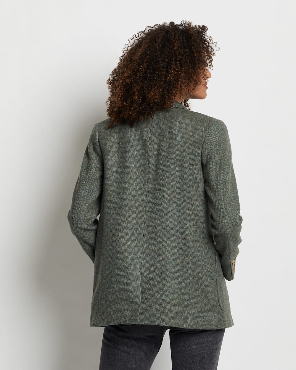 ALTERNATE VIEW OF WOMEN'S DAVIS HERRINGBONE WOOL BLAZER IN GREEN/SHALE MIX image number 5