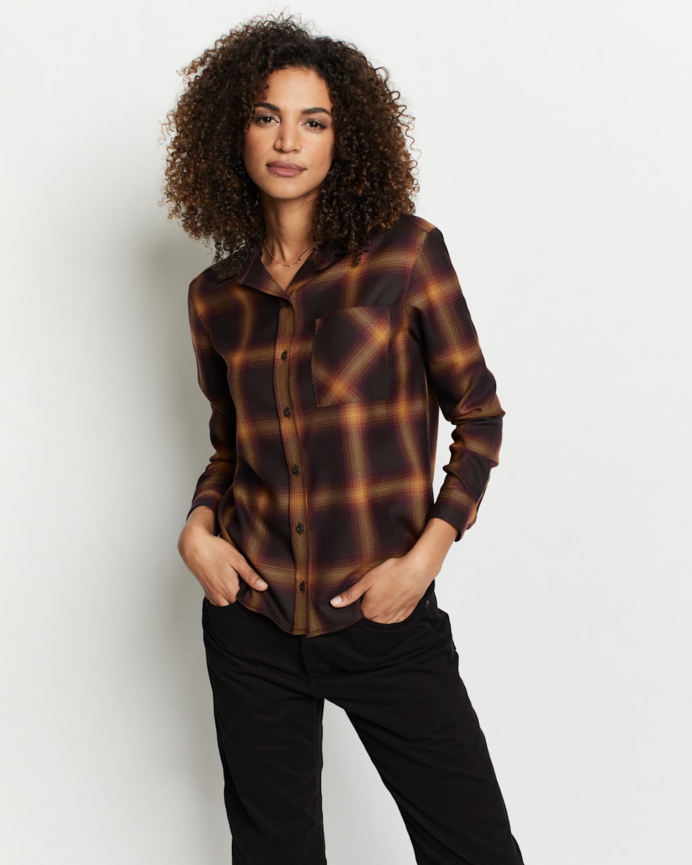 WOMEN'S MAYWOOD MERINO SHIRT IN BLACK/GOLD OMBRE image number 1