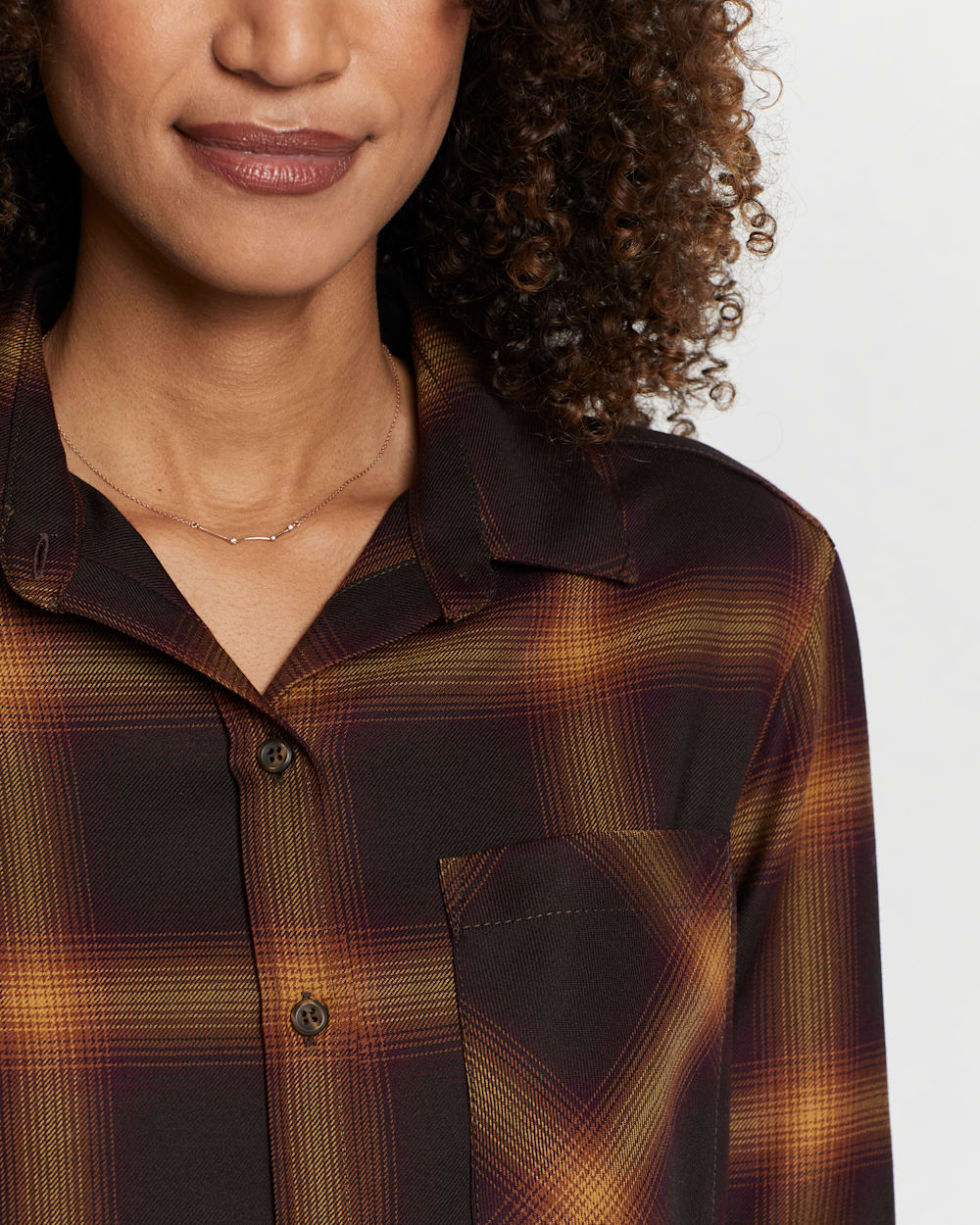 ALTERNATE VIEW OF WOMEN'S MAYWOOD MERINO SHIRT IN BLACK/GOLD OMBRE image number 2