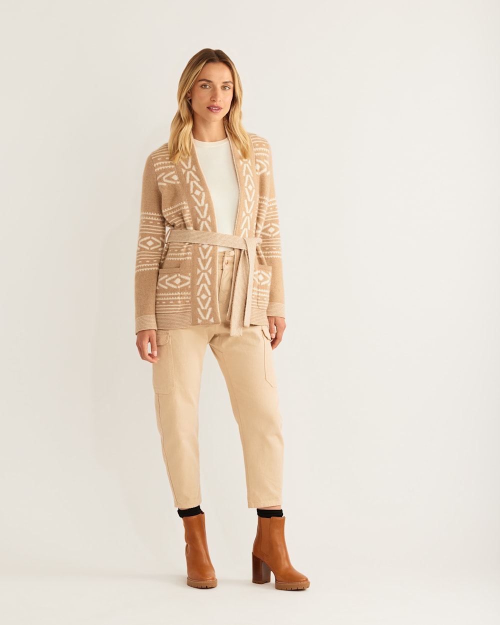 WOMEN'S ALPACA DISCOVERY CARDIGAN IN TAUPE/IVORY image number 1