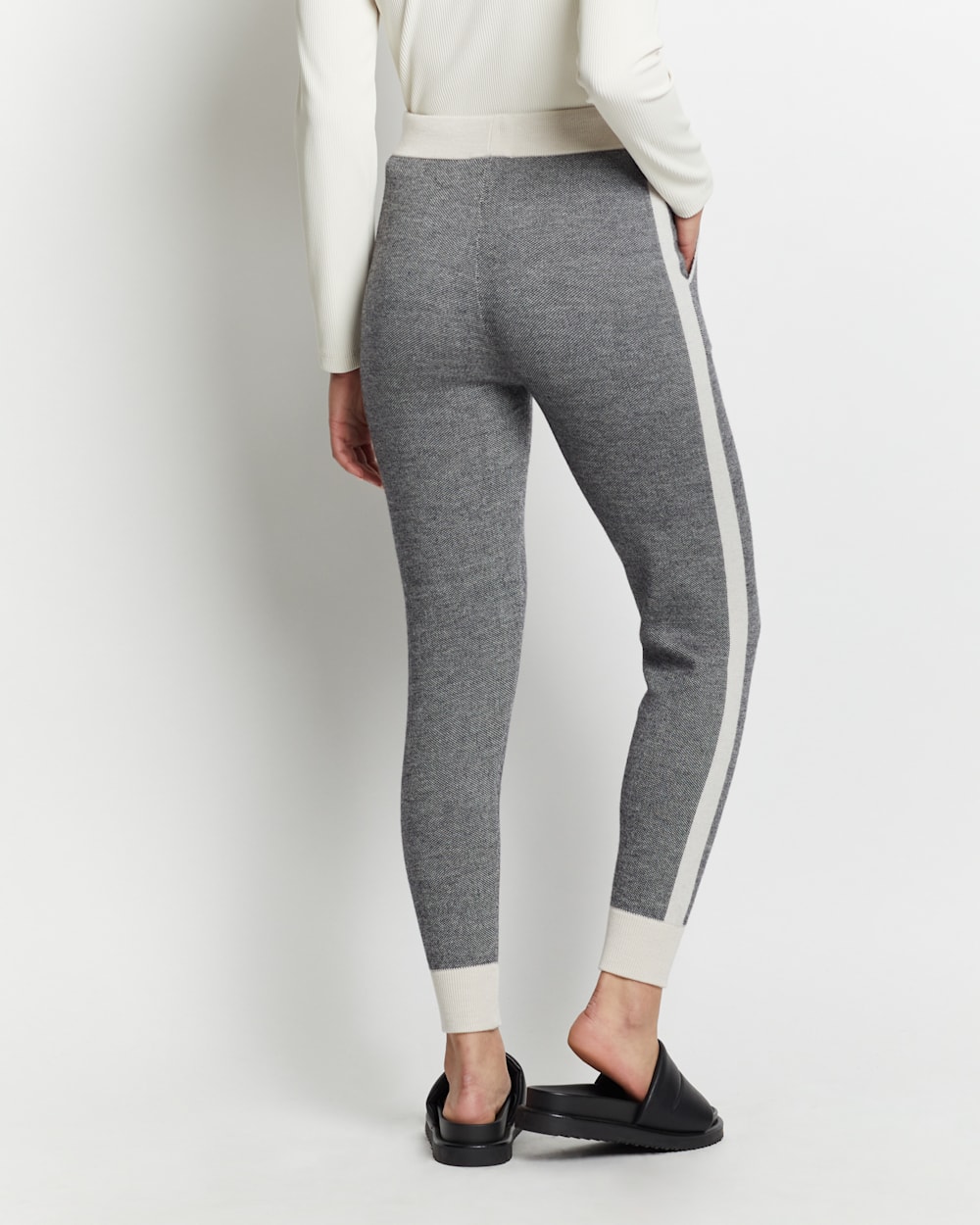 ALTERNATE VIEW OF WOMEN'S MERINO JOGGER PANTS IN CHARCOAL/IVORY image number 3