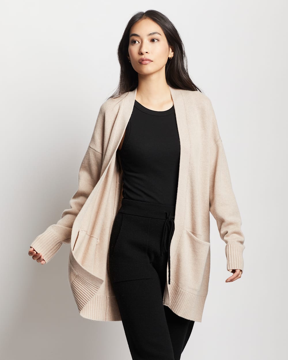 WOMEN'S MERINO/CASHMERE COCOON CARDIGAN IN WHEAT image number 1