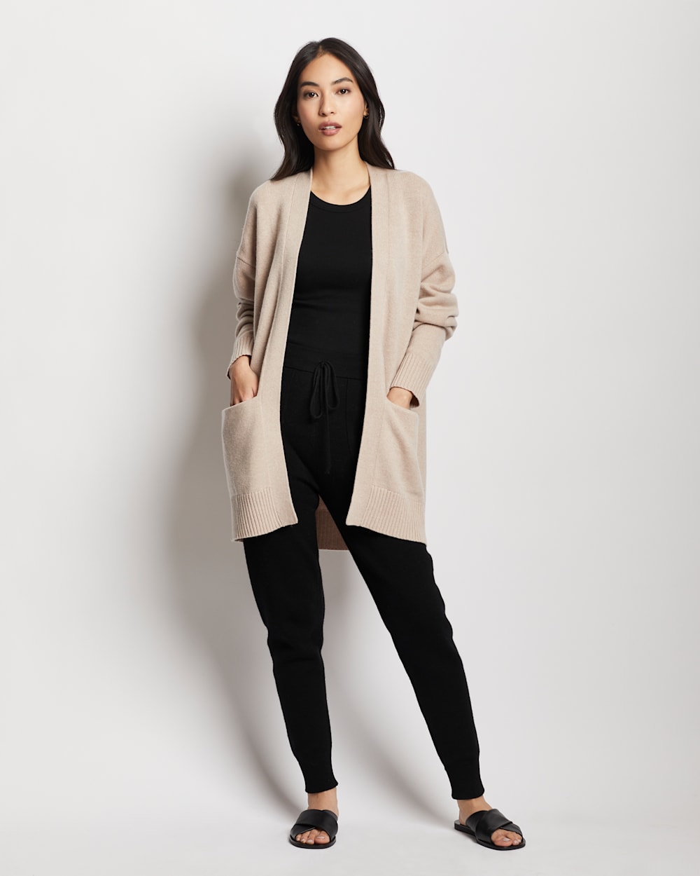 ALTERNATE VIEW OF WOMEN'S MERINO/CASHMERE COCOON CARDIGAN IN WHEAT image number 5