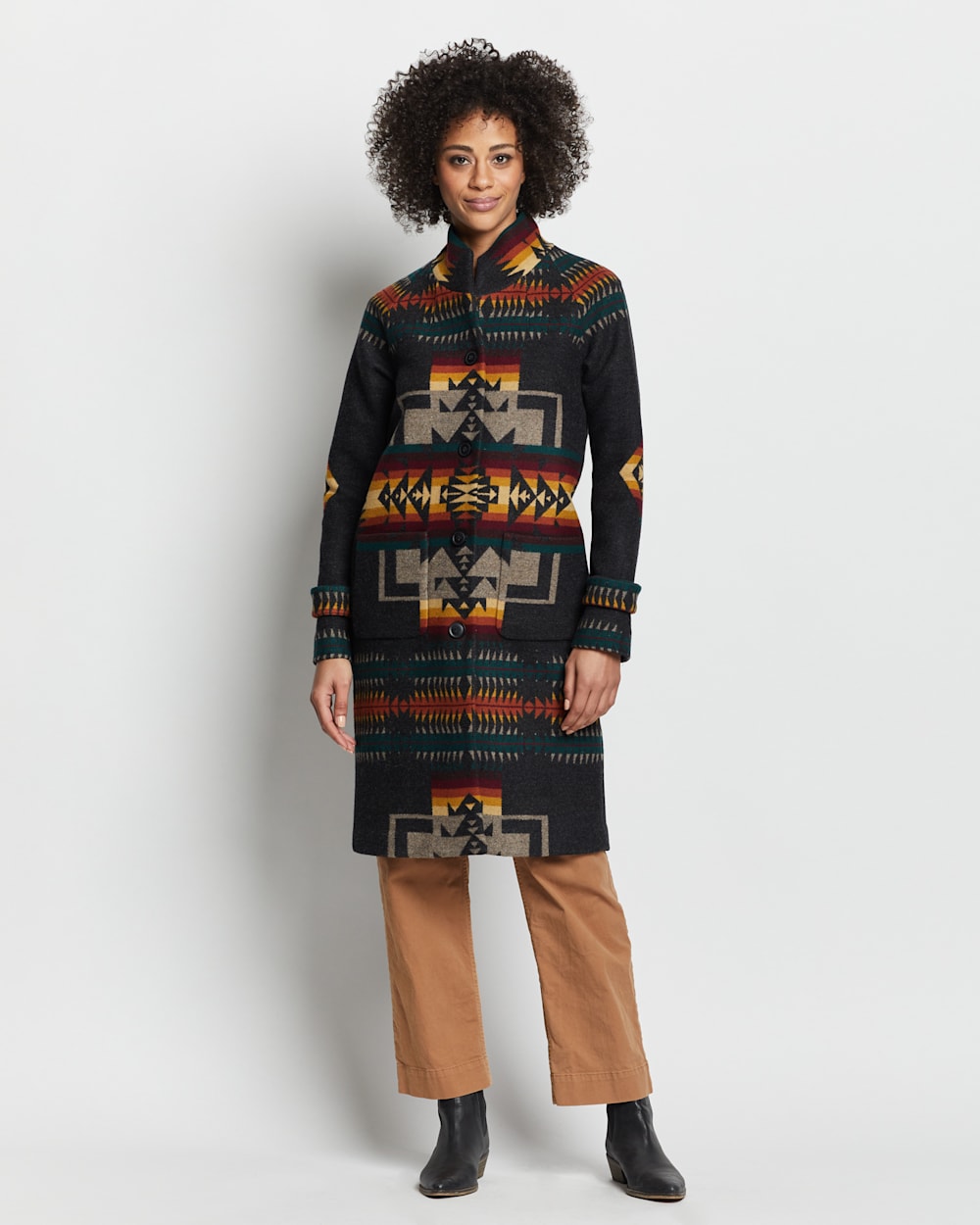 ALTERNATE VIEW OF WOMEN'S ARCHIVE BLANKET COAT IN CHARCOAL CHIEF JOSEPH image number 3