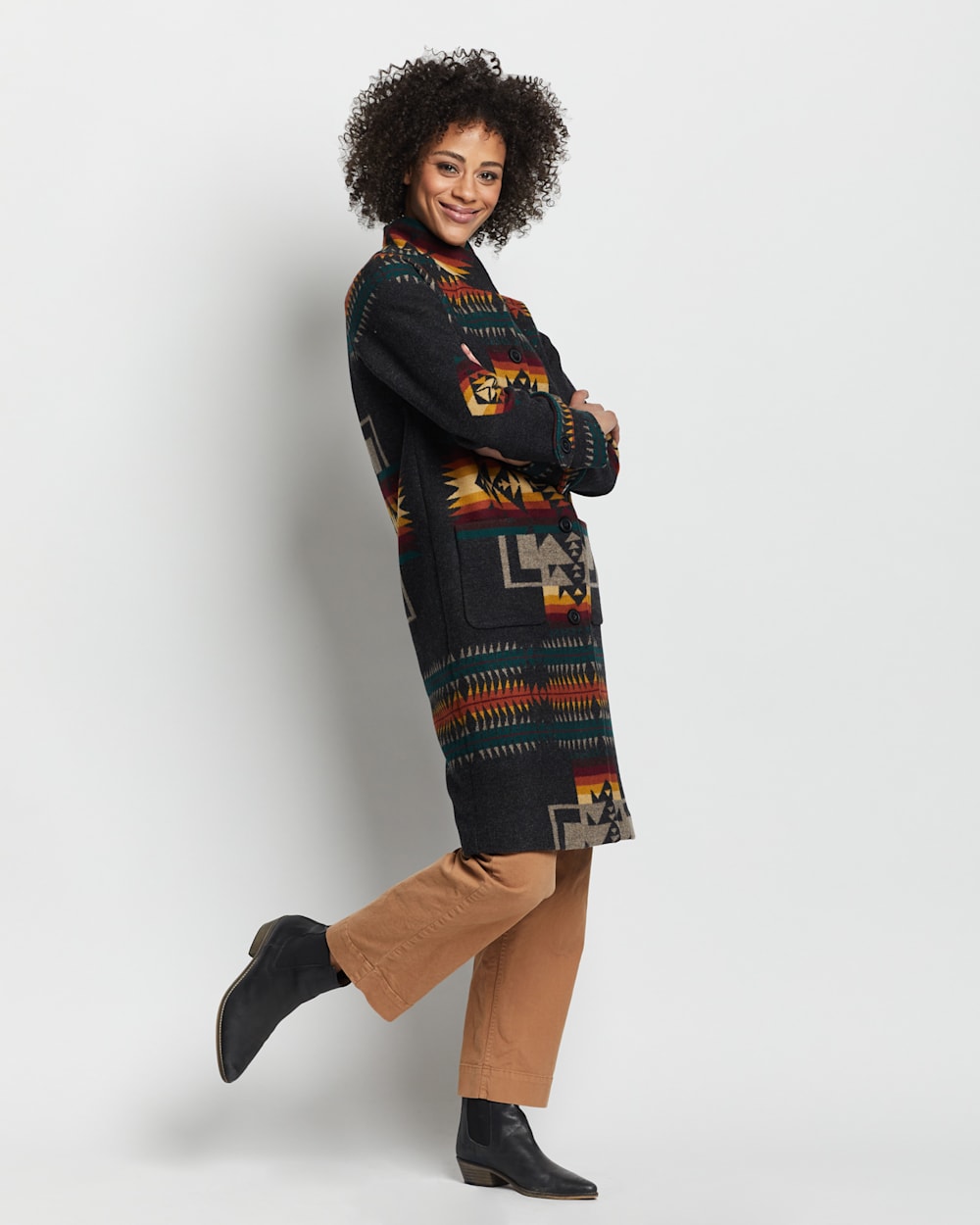 ALTERNATE VIEW OF WOMEN'S ARCHIVE BLANKET COAT IN CHARCOAL CHIEF JOSEPH image number 4