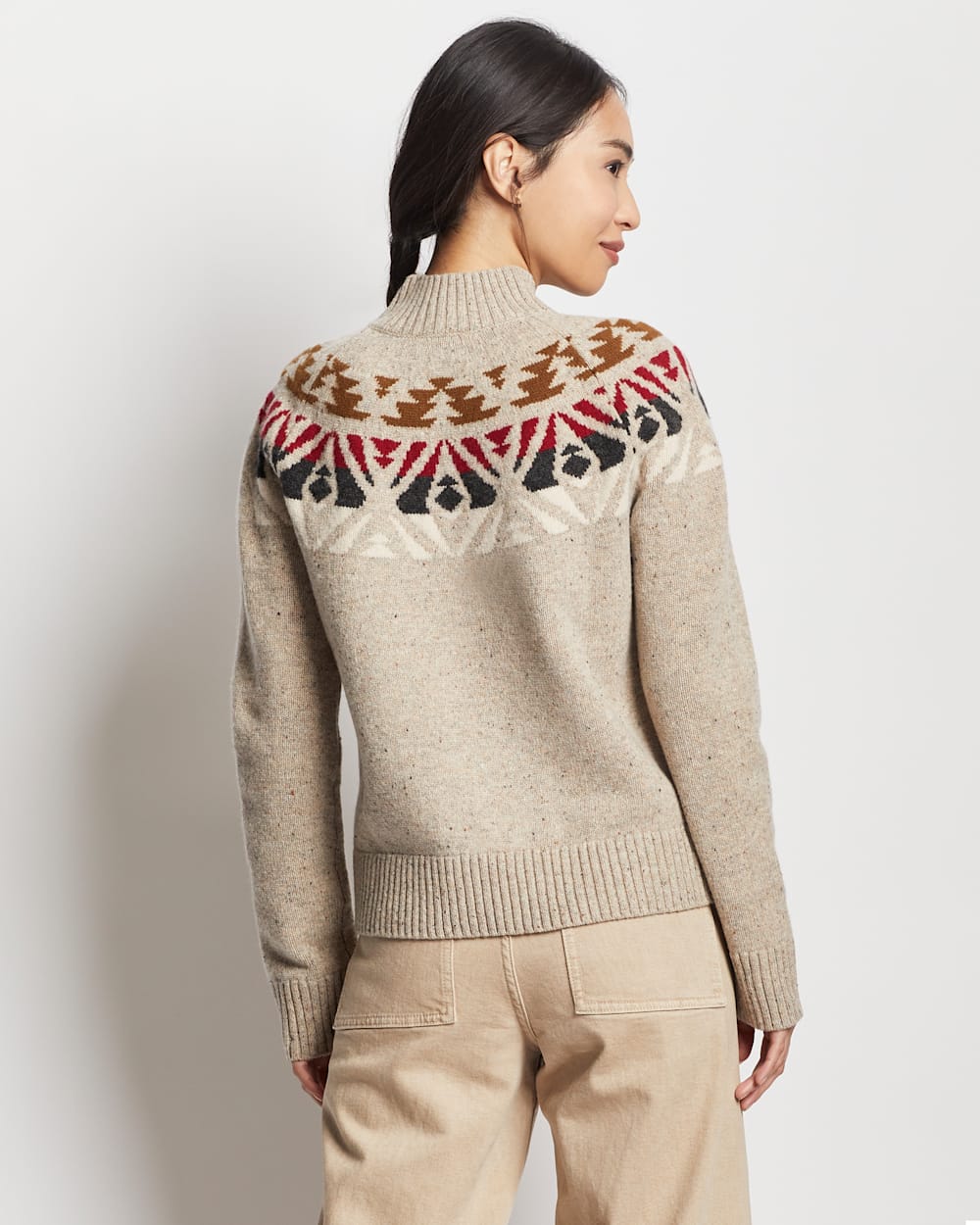 ALTERNATE VIEW OF WOMEN'S FAIR ISLE MERINO SWEATER IN LIGHT OATMEAL MULTI image number 3