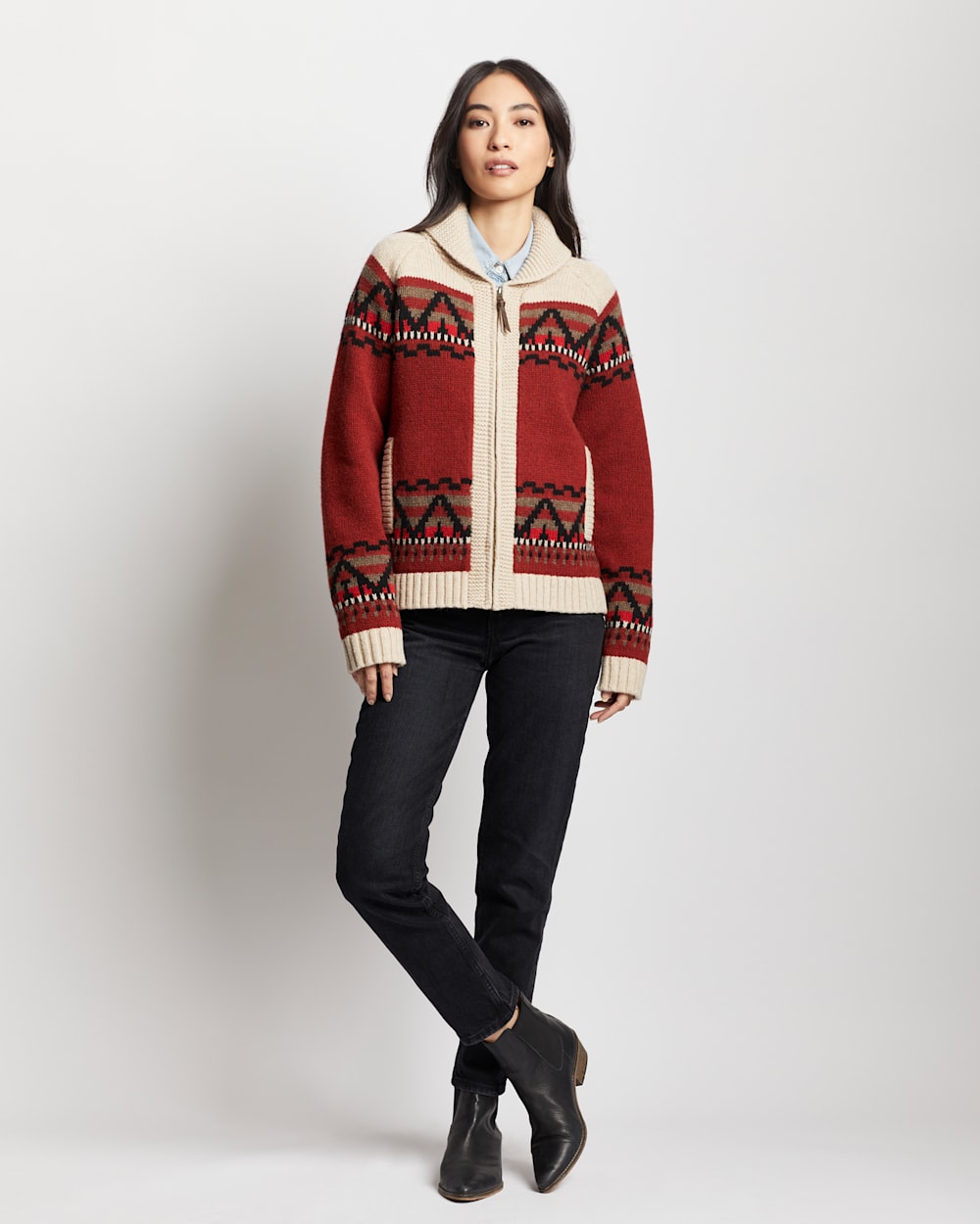 Pendleton Pendleton Women's Shaker Zip Lambswool Pullover, Red Ochre, XX-Small NWT Pendleton RED OCHRE SPICE Shaker Stitch HALF-ZIP