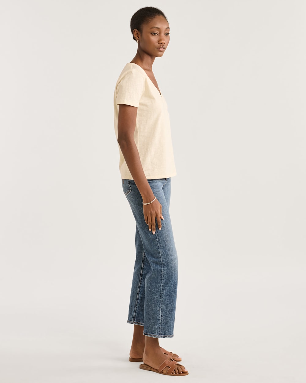 ALTERNATE VIEW OF WOMEN'S SHORT-SLEEVE COTTON SLUB TEE IN ANTIQUE WHITE image number 2