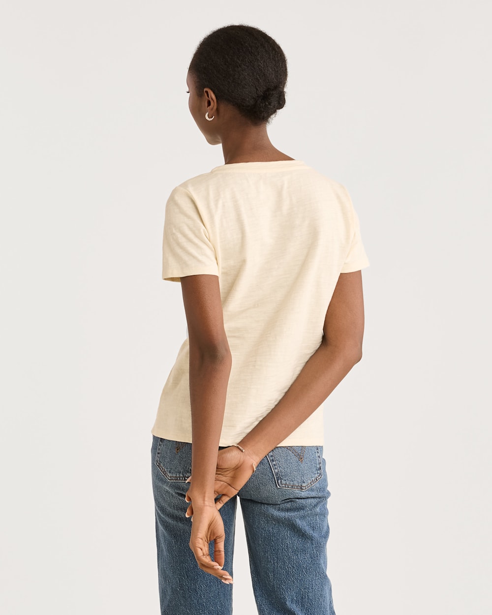 ALTERNATE VIEW OF WOMEN'S SHORT-SLEEVE COTTON SLUB TEE IN ANTIQUE WHITE image number 3