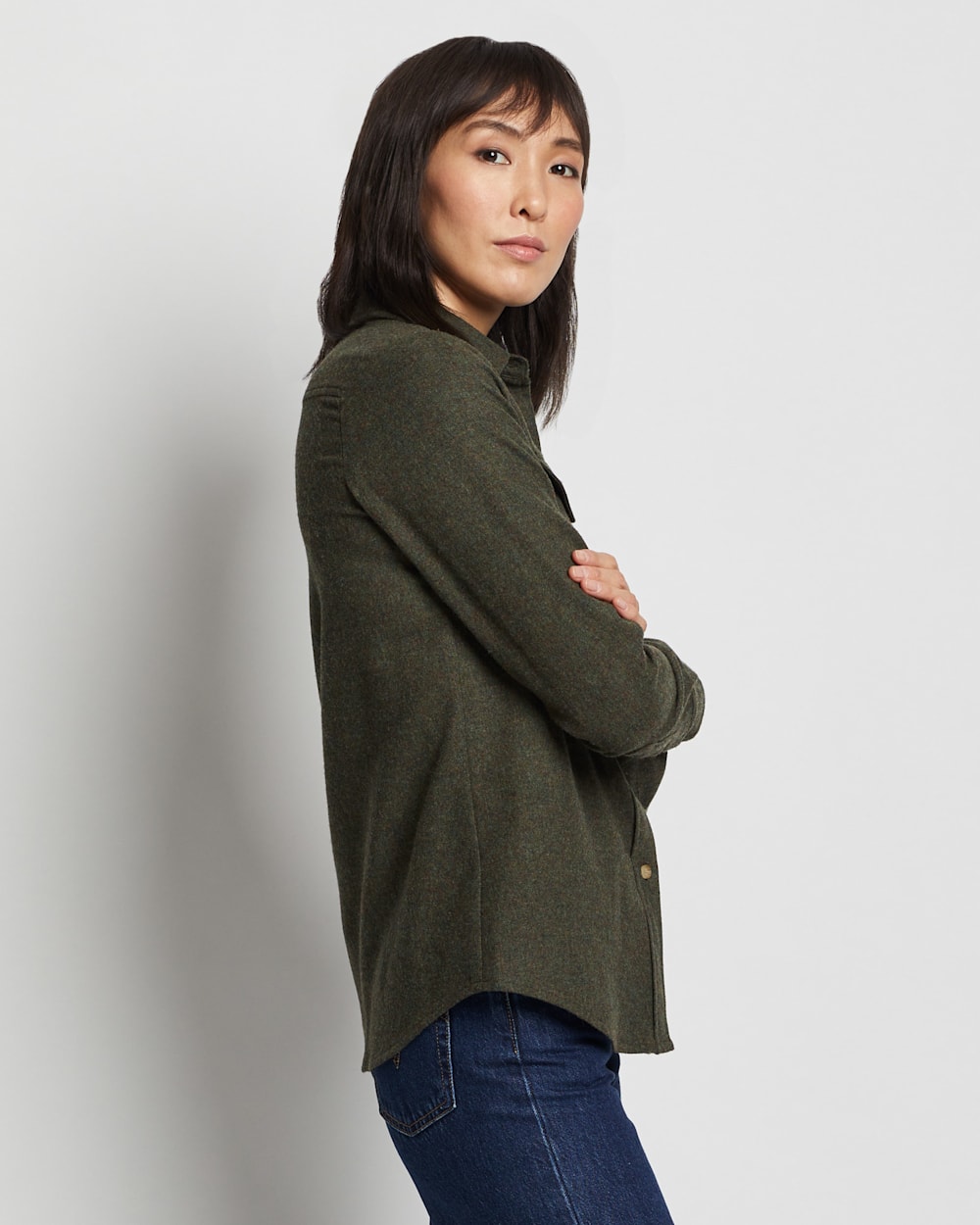 ALTERNATE VIEW OF WOMEN'S LAUREL WOOL SHIRT IN PEAT MOSS MIX image number 3
