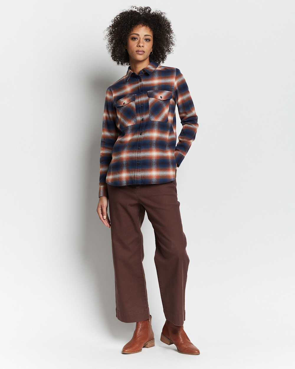 WOMEN'S MADISON DOUBLEBRUSHED FLANNEL SHIRT IN NAVY MULTI PLAID image number 1