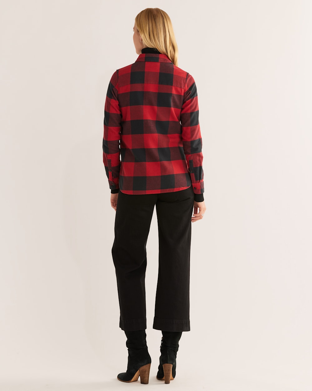 ALTERNATE VIEW OF WOMEN'S MADISON DOUBLE-BRUSHED FLANNEL SHIRT IN RED/BLACK BUFFALO CHECK image number 3