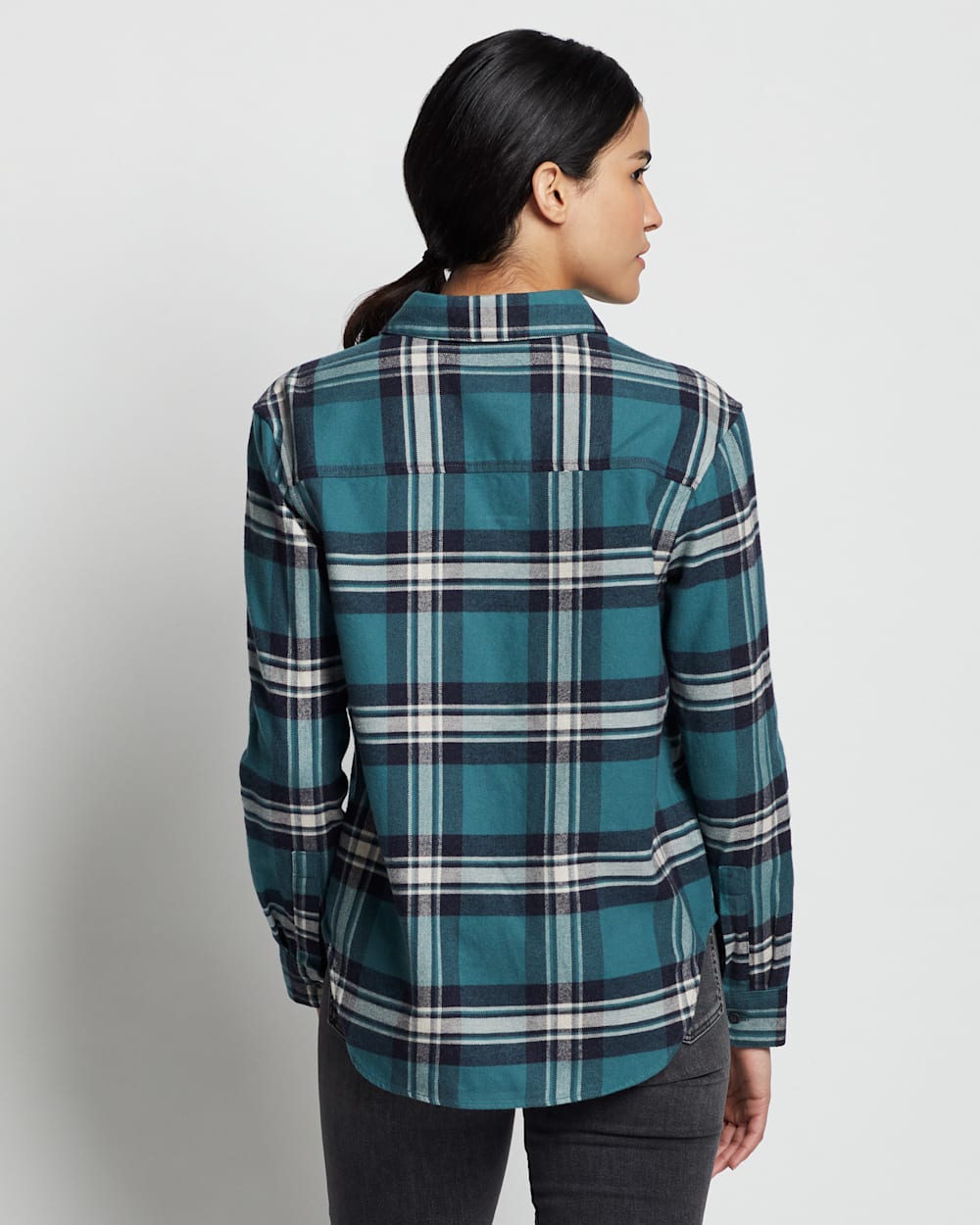 ALTERNATE VIEW OF WOMEN'S BOYFRIEND DOUBLEBRUSHED FLANNEL SHIRT IN BALSAM/IVORY PLAID image number 5
