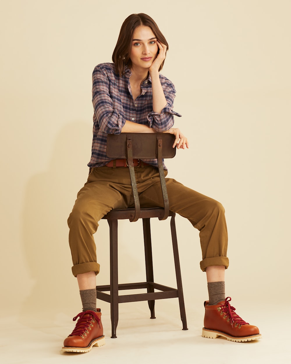 ALTERNATE VIEW OF WOMEN'S BOYFRIEND DOUBLE-BRUSHED FLANNEL SHIRT IN NAVY MULTI PLAID image number 6