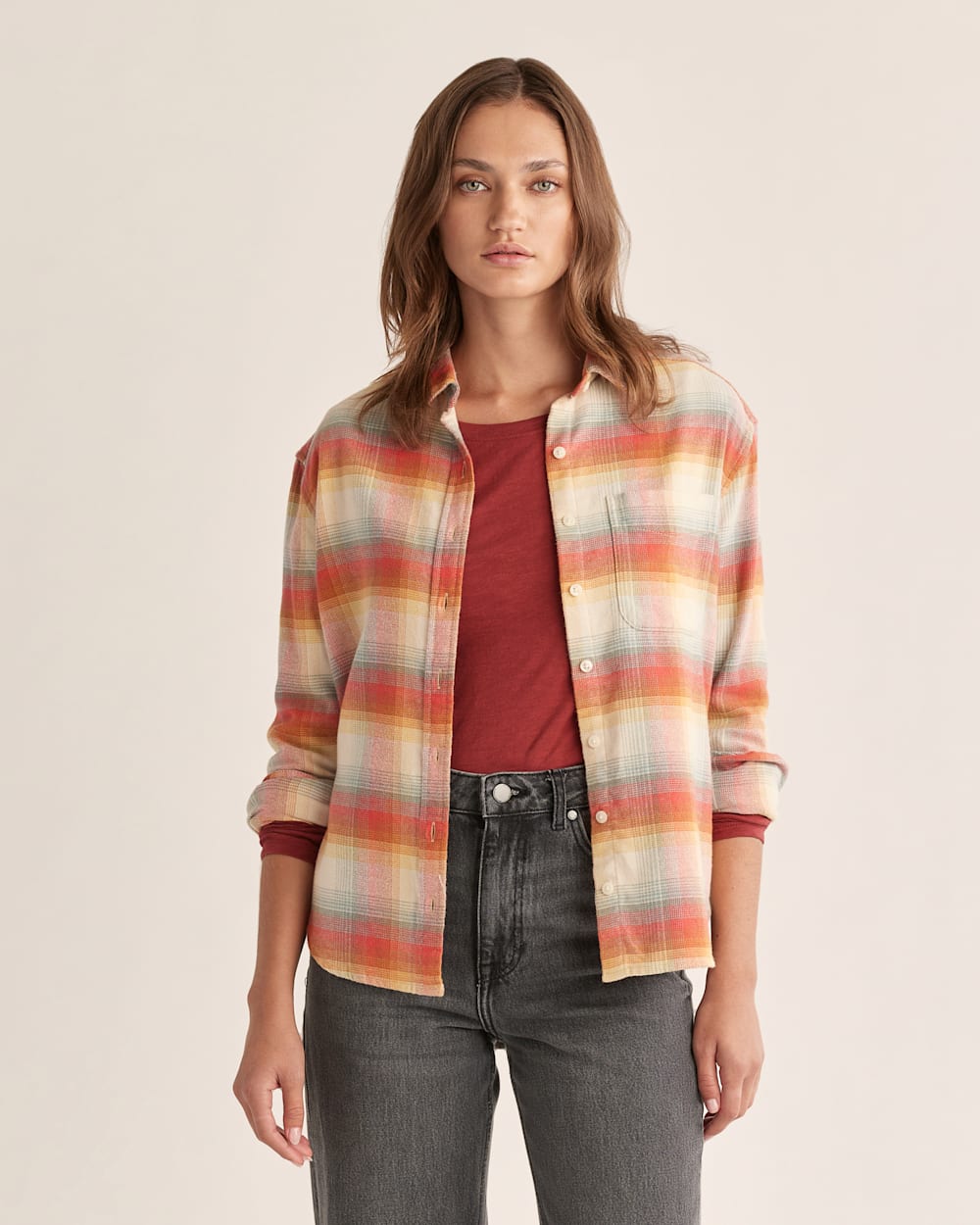 WOMEN'S BOYFRIEND DOUBLE-BRUSHED FLANNEL SHIRT