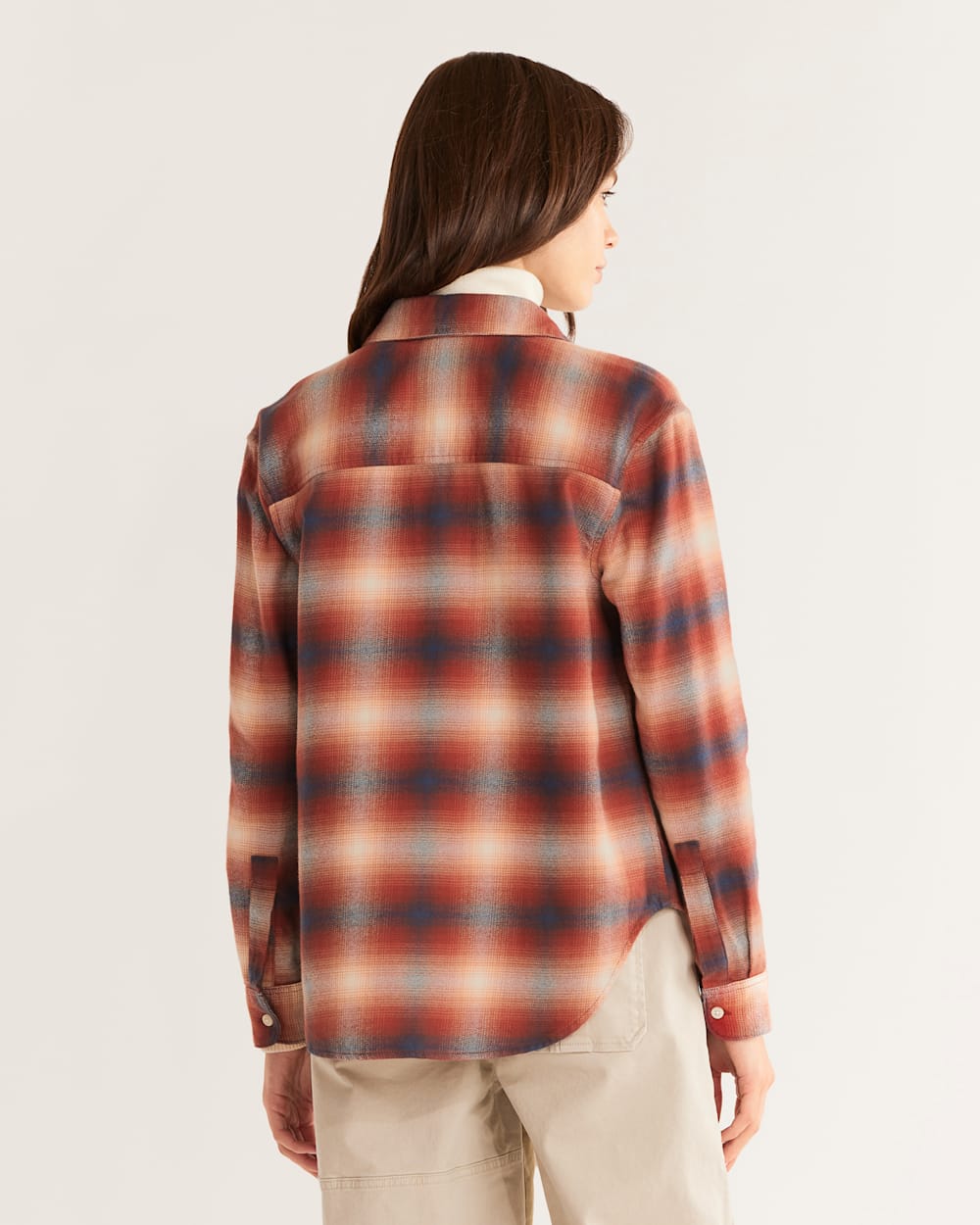 ALTERNATE VIEW OF WOMEN'S BOYFRIEND DOUBLE-BRUSHED FLANNEL SHIRT IN RED OCHRE MULTI PLAID image number 3