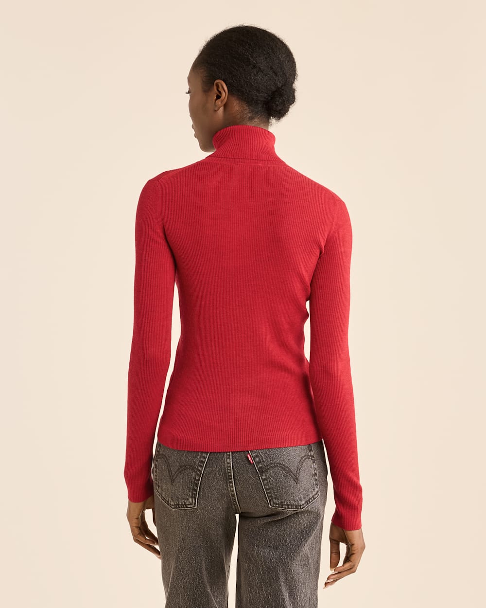 ALTERNATE VIEW OF WOMEN'S FITTED MERINO TURTLENECK IN EMBOLDENED RED image number 3