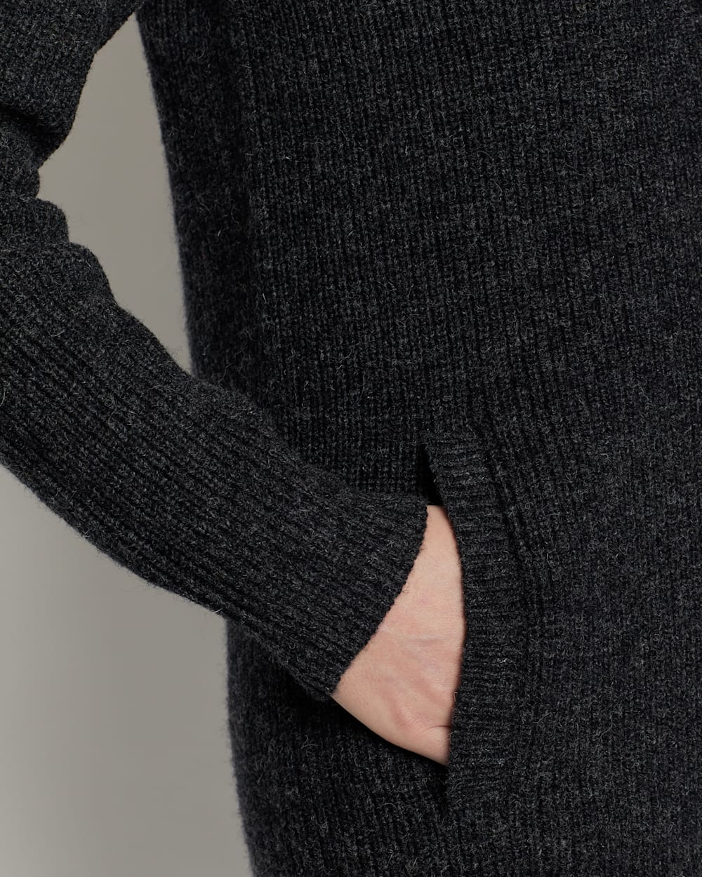 ALTERNATE VIEW OF WOMEN'S SHAWL-COLLAR SHETLAND CARDIGAN IN BLACK HEATHER image number 3