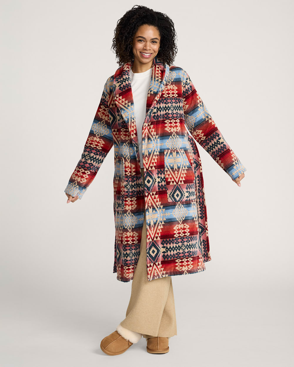 WOMEN'S COTTON TERRY VELOUR ROBE IN CANYONLANDS DESERT SKY image number 1