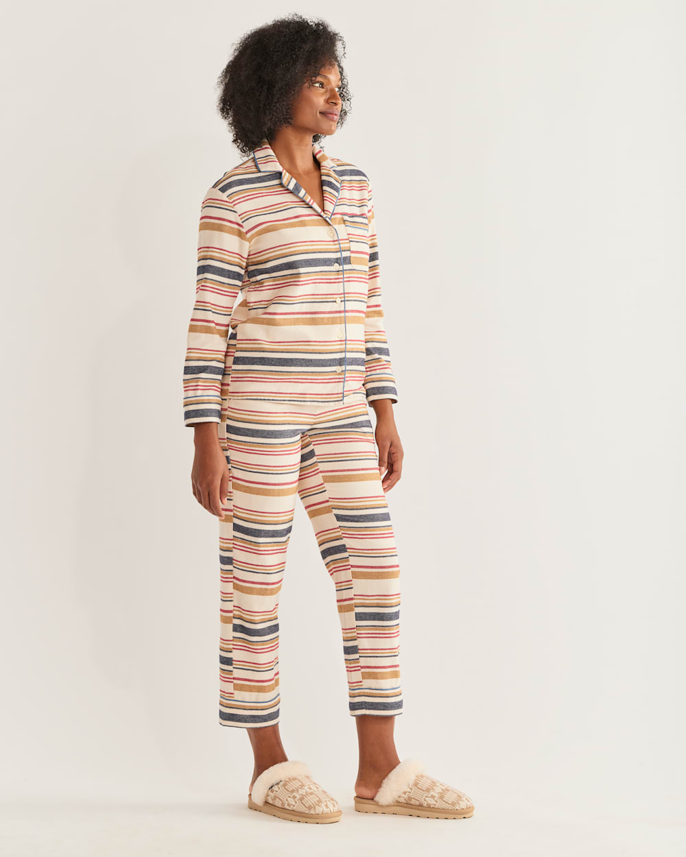 ALTERNATE VIEW OF WOMEN'S PAJAMA SET IN IVORY SCOUT STRIPE image number 2