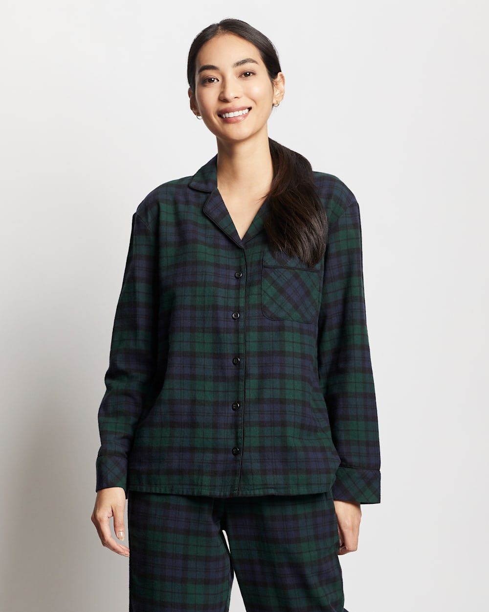 ALTERNATE VIEW OF WOMEN'S PAJAMA SET IN GREEN/BLUE PLAID image number 2