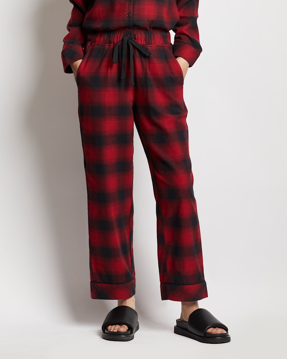ALTERNATE VIEW OF WOMEN'S PAJAMA PANTS IN RED/BLACK OMBRE image number 3