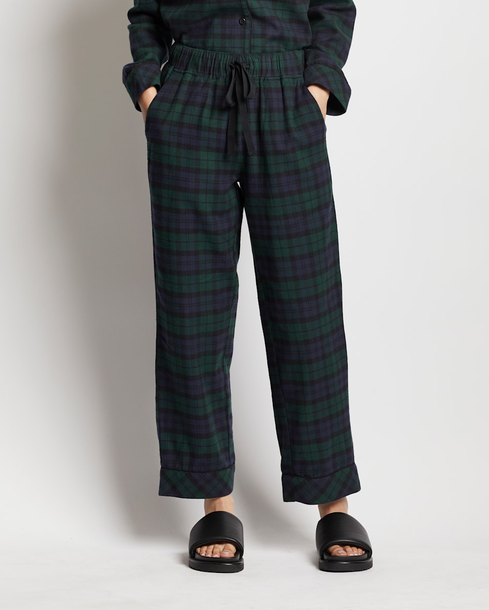 ALTERNATE VIEW OF WOMEN'S PAJAMA PANTS IN GREEN/BLUE PLAID image number 3