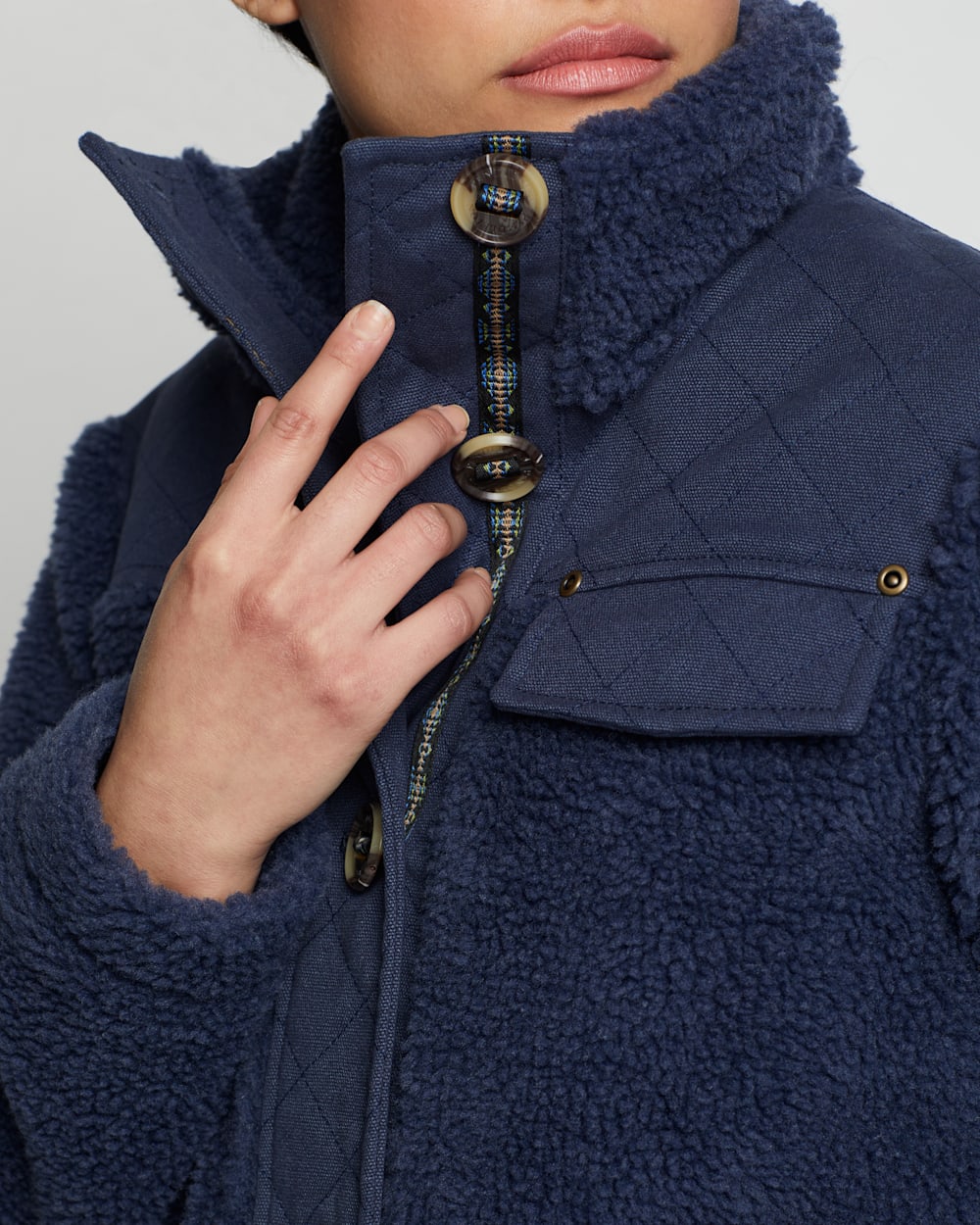 ALTERNATE VIEW OF WOMEN'S DEARBORN BERBER FLEECE BARN COAT IN INDIGO image number 5