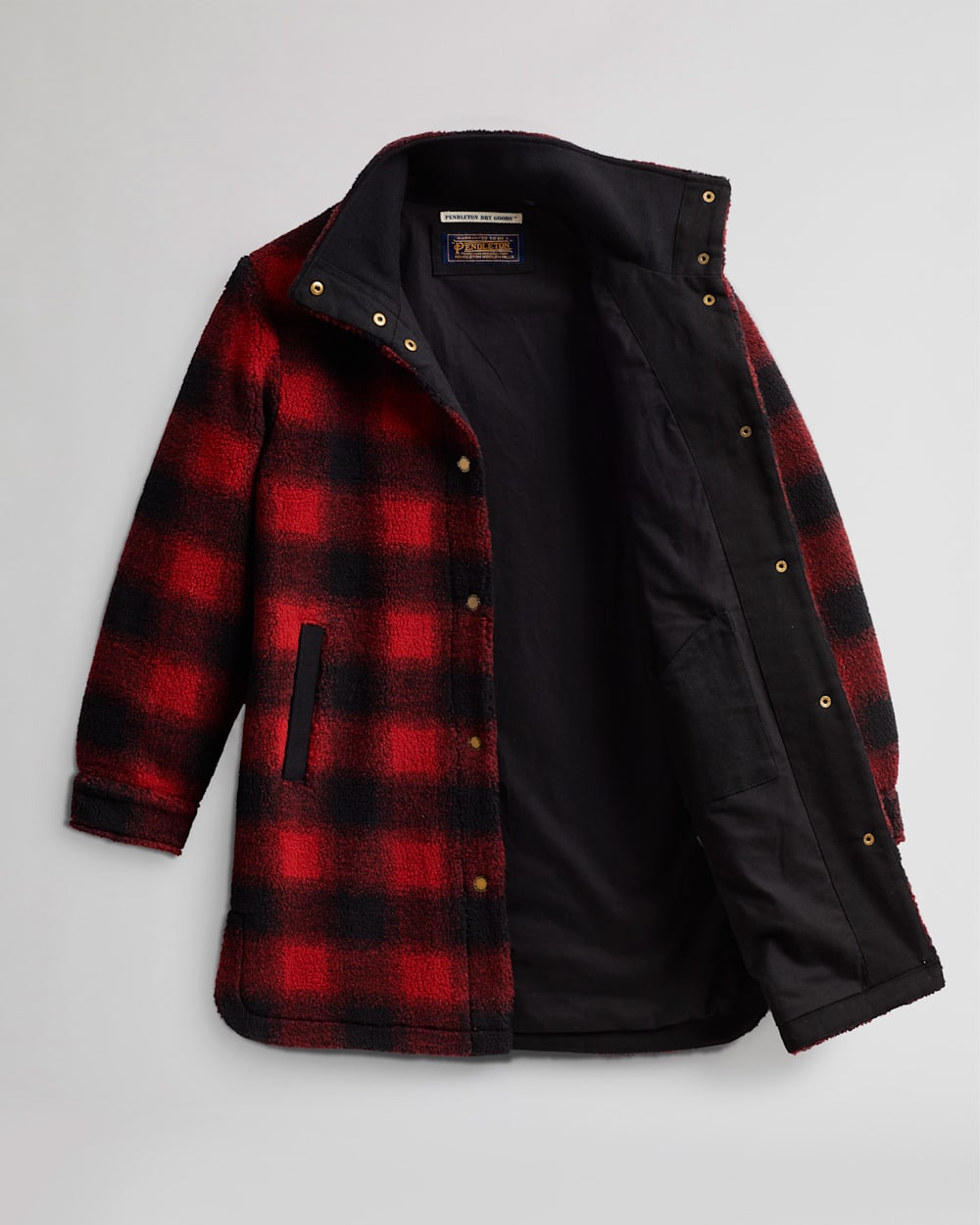 ALTERNATE VIEW OF WOMEN'S SAGE BERBER FLEECE SHIRT JACKET IN RED BUFFALO image number 2