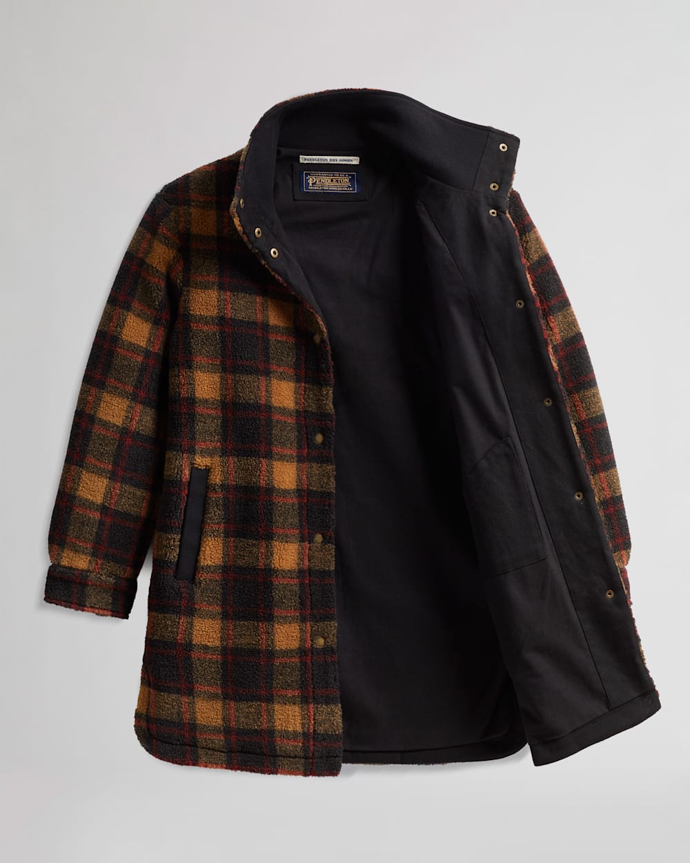 ALTERNATE VIEW OF WOMEN'S SAGE BERBER FLEECE SHIRT JACKET IN SADDLE PLAID image number 4