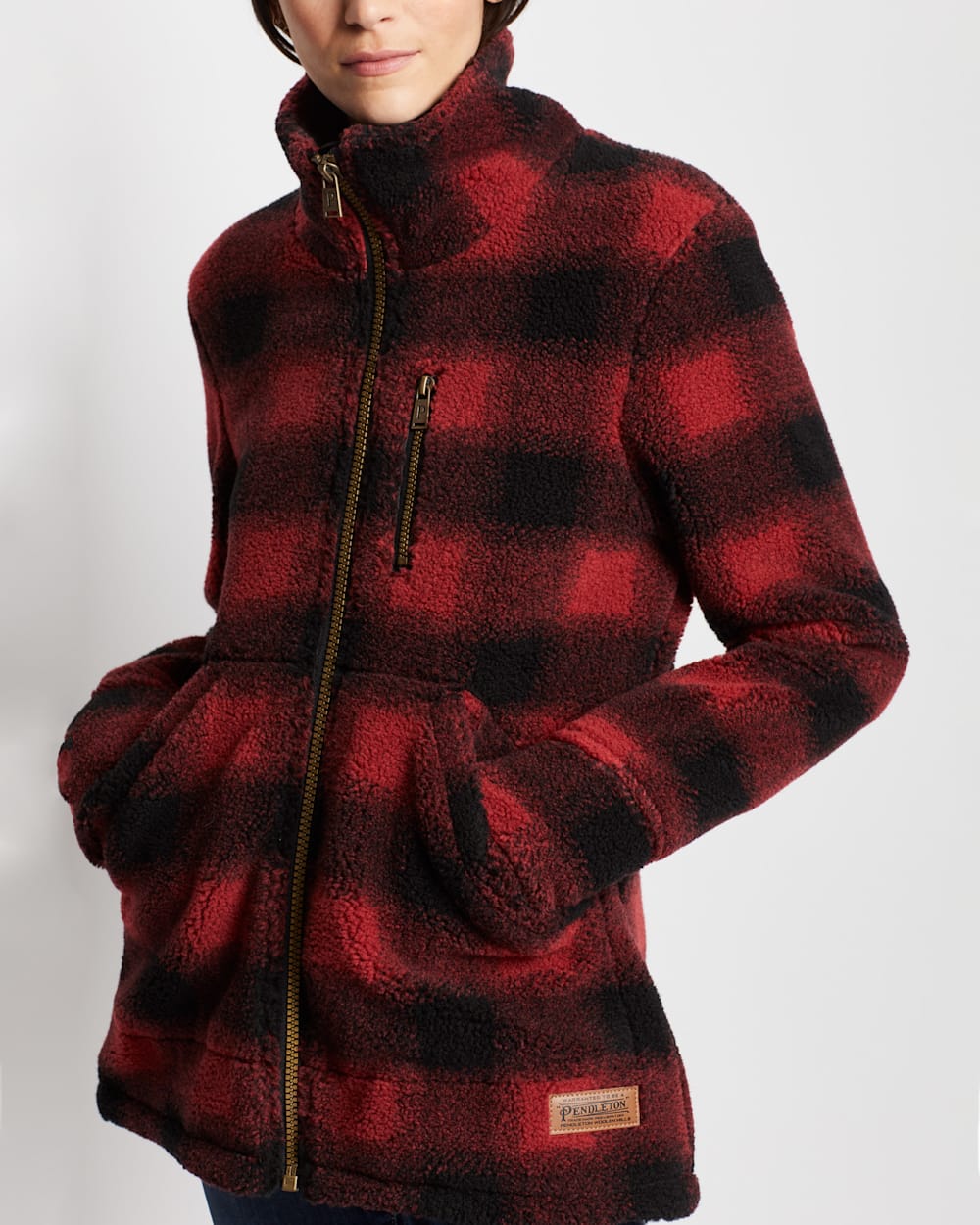 ALTERNATE VIEW OF WOMEN'S ALDER BERBER FLEECE JACKET IN RED BUFFALO image number 3