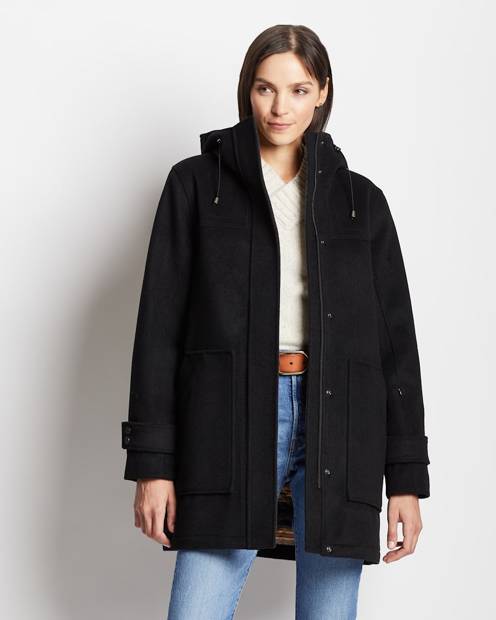 ALTERNATE VIEW OF WOMEN'S MONTAUK HOODED COAT IN BLACK image number 2