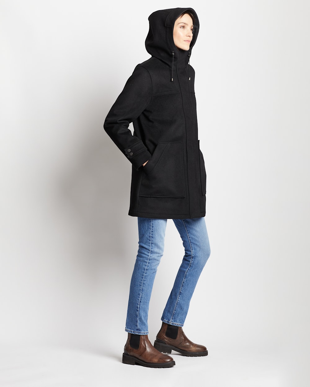 ALTERNATE VIEW OF WOMEN'S MONTAUK HOODED COAT IN BLACK image number 3