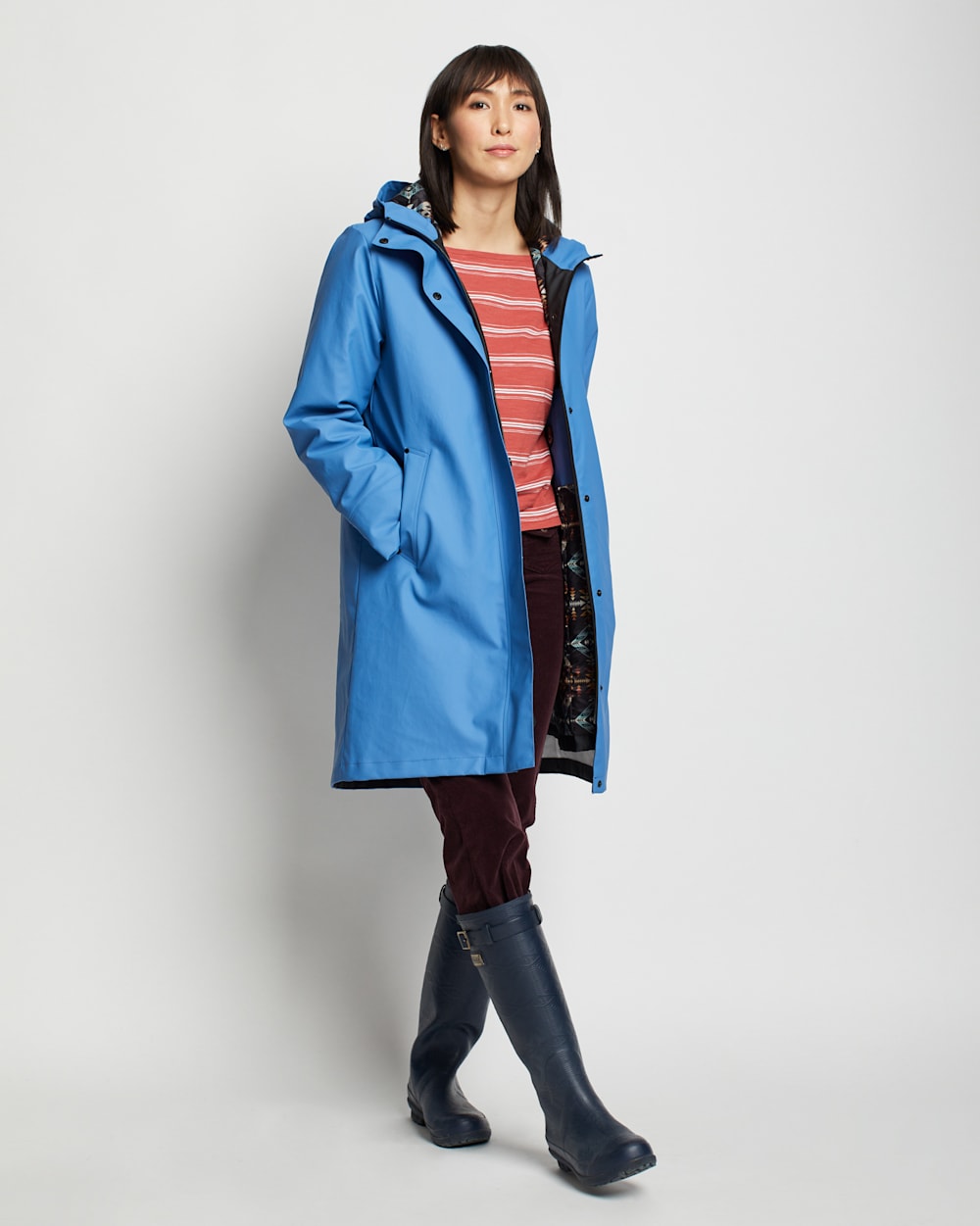 ALTERNATE VIEW OF WOMEN'S VICTORIA A-LINE SLICKER IN MARINE BLUE image number 2