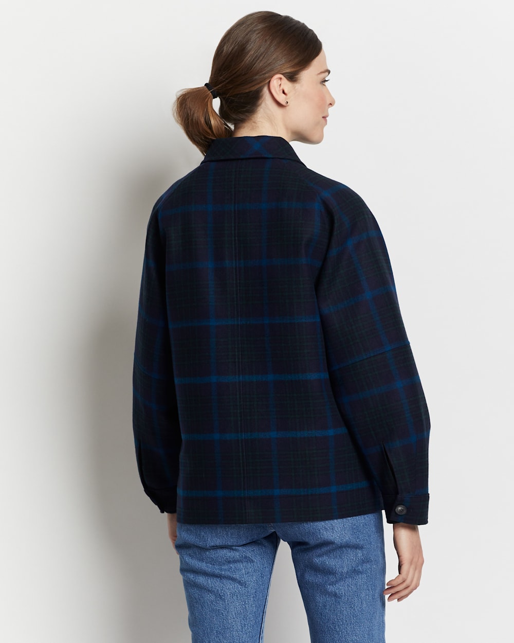 ALTERNATE VIEW OF WOMEN'S MARIS WOOL COAT IN BLACK/BLUE PLAID image number 4