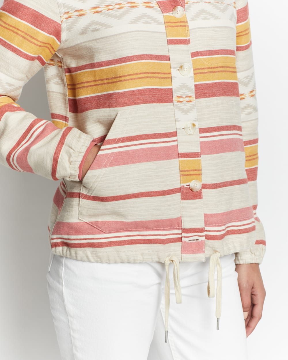 ALTERNATE VIEW OF WOMEN'S LIGHTWEIGHT DOUBLESOFT HOODIE IN ROSE/BRONZE STRIPE image number 2