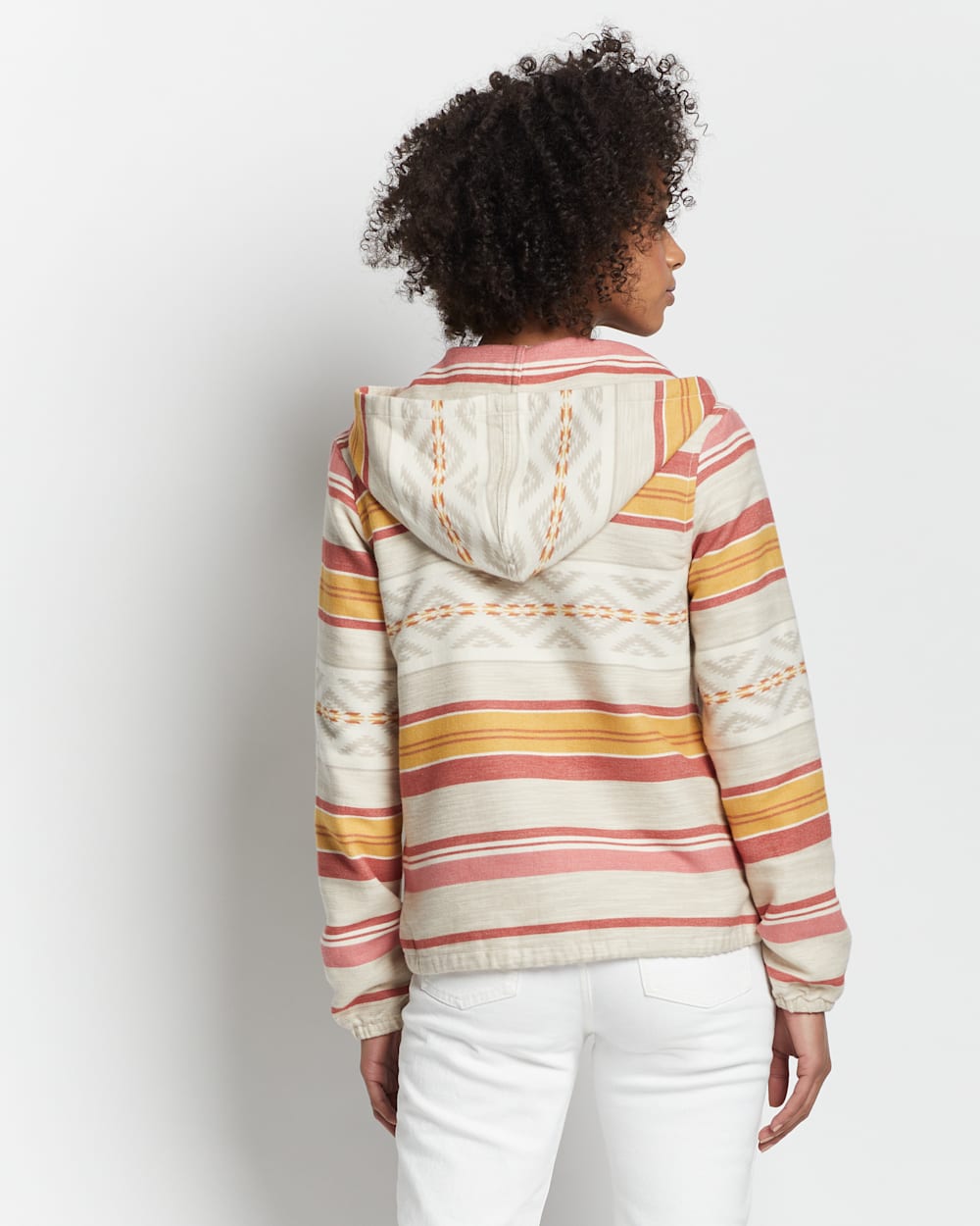 ALTERNATE VIEW OF WOMEN'S LIGHTWEIGHT DOUBLESOFT HOODIE IN ROSE/BRONZE STRIPE image number 3