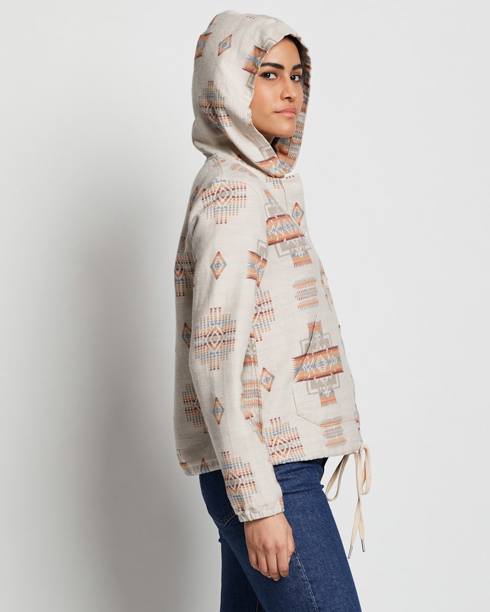 ALTERNATE VIEW OF WOMEN'S LIGHTWEIGHT DOUBLESOFT HOODIE IN ROSEWOOD CHIEF JOSEPH image number 4