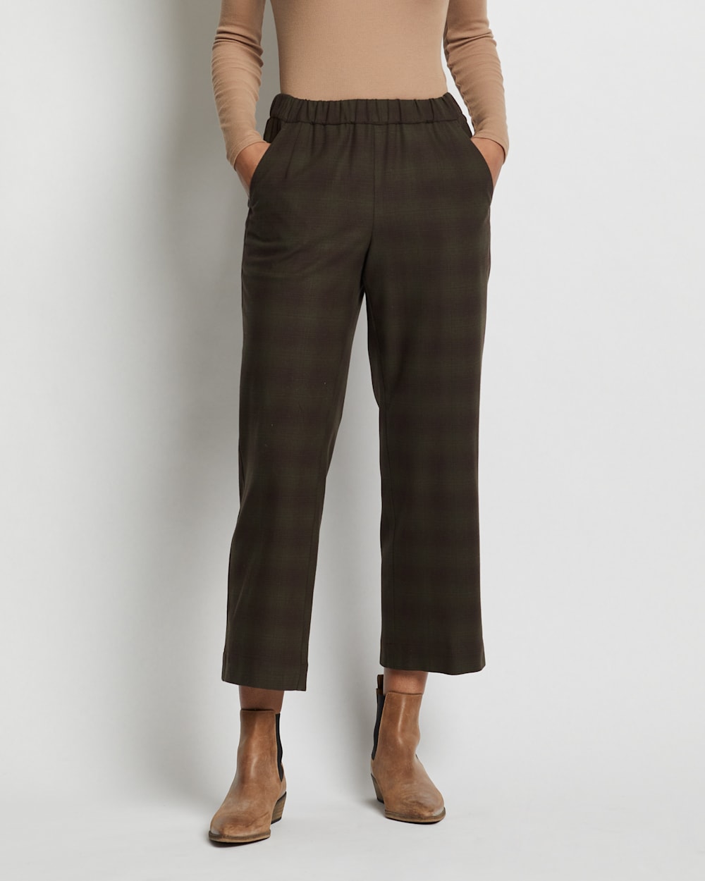 WOMEN'S BROADWAY MERINO PLAID PANTS IN OLIVE SHADOW image number 1